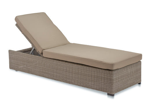 CO9 Design - Savannah White Coral Wicker Chaise lounge in Taupe Cushion or Dune Cushion