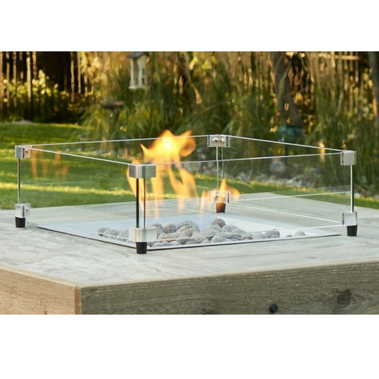 Outdoor Greatroom - 16" x 16" Square Glass Wind Guard - GLASS GUARD-1616