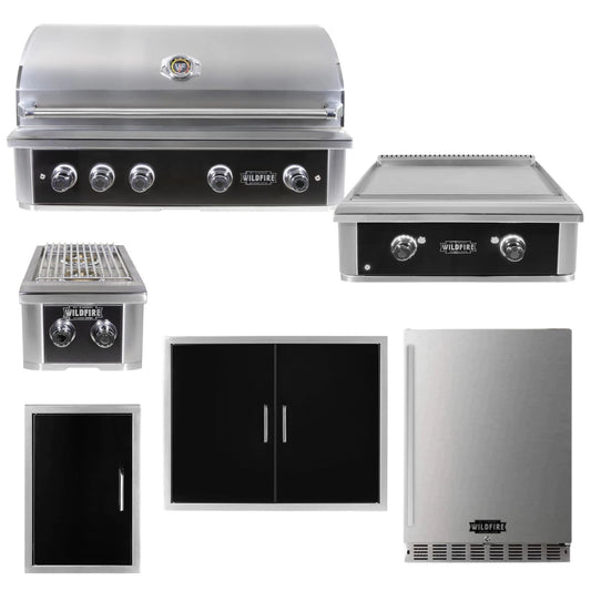 Wildfire Outdoor 6 Piece Luxury Outdoor Kitchen Bundle - Ranch PRO 42" Gas Grill 304 SS - WF-PRO42G-RH
