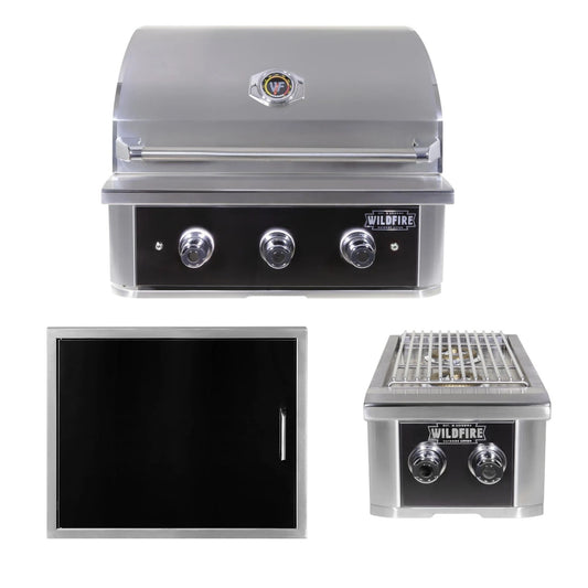 Wildfire Outdoor - 3 Piece Outdoor Kitchen Bundle Ranch PRO 30" Gas Grill 304 SS Natural Gas or Propane - WF-PRO30G-RH