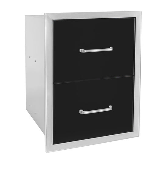 Wildfire Outdoor - Double Drawer 16"x22" BLACK SS - WF-DDW1622-BSS