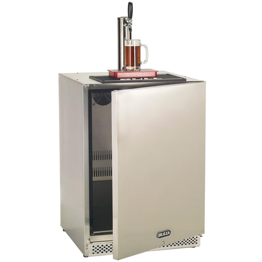 Bull Grills - 24-Inch 6.6 Cu. Ft. Outdoor Rated Single Tap Beer Dispenser Kegerator with Locking Door | 17900