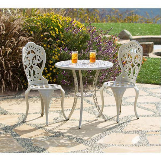 AFD Home Bistro Set Fiesta Outdoor Aluminum Ecru 3 Piece Bistro Set