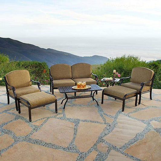 AFD Home Conversation Set Savannah Outdoor Aluminum Deep Seating 7 Piece Set