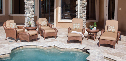 AFD Home Conversation Set Villanova Woven Outdoor 8 Piece Club and Chaise Set