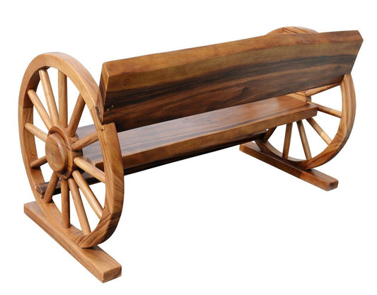 AFD Home Outdoor Bench Large Wagon Wheel Bench