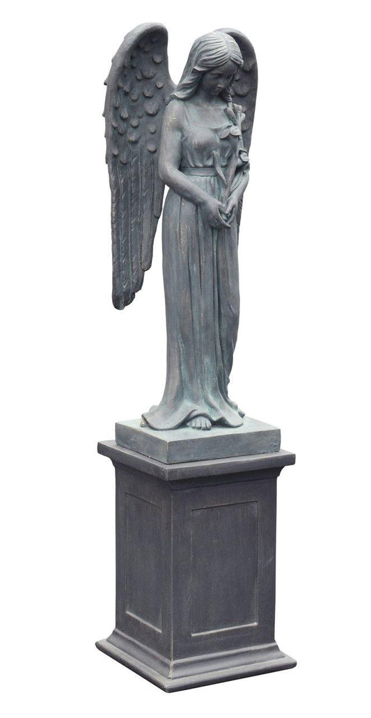 AFD Home Outdoor Decor Angel with Flowers on Base
