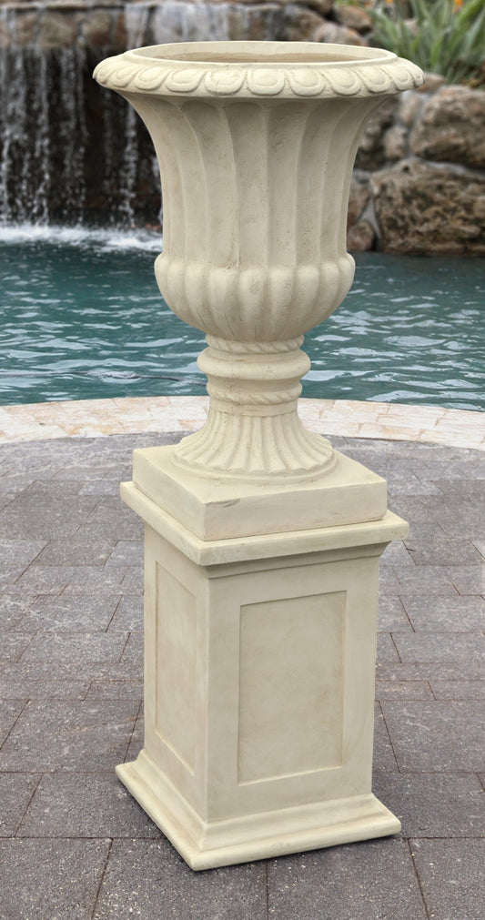 AFD Home Outdoor Decor Carrera Stone Vase On Pedestal Anti Cement Kit