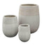 AFD Home Outdoor Decor Clean Design Planter Set of 3 with Stripe Accents in an Ancient Cement Finish