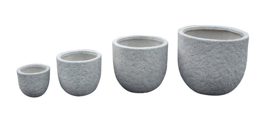 AFD Home Outdoor Decor Lion Stone Round Planter Set of 4 in Gray Finish