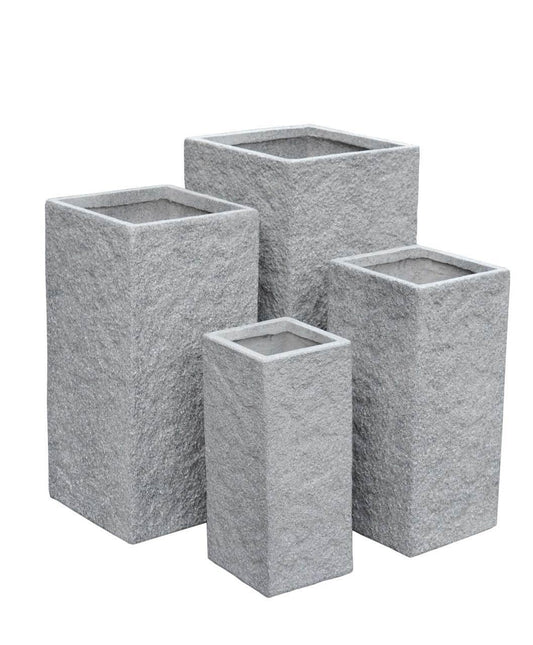 AFD Home Outdoor Decor Lion Stone Square Planter Set of 4 in Gray Finish