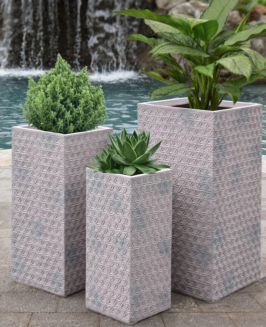 AFD Home Outdoor Decor Tiempo Purple Brown Planters Set of 3