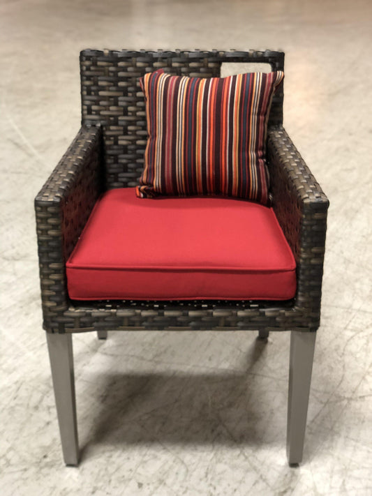 AFD Home Outdoor Dining Chairs Panorama Dining Arm Chair with Cushion Red