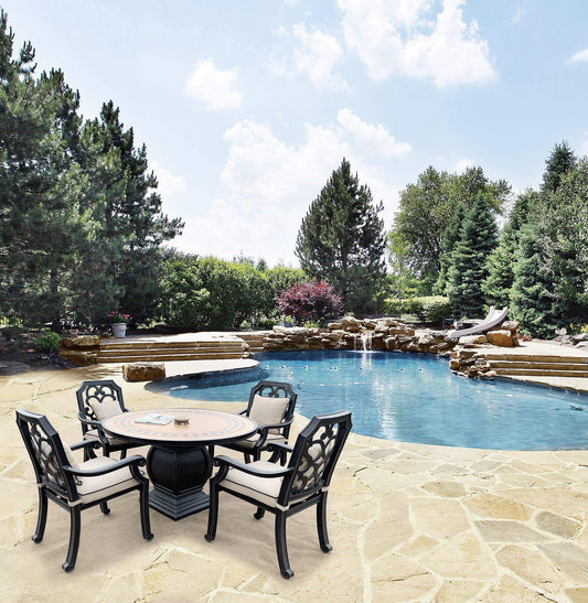 AFD Home Outdoor Dining Set AFD Home - Astoria Round Dining Table Set Of 5 ( GF-GRC1507/1790 ) | Round Table Patio Set