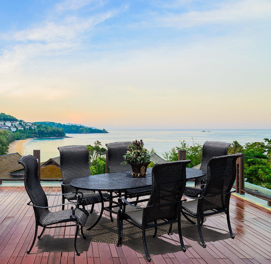 AFD Home Outdoor Dining Set Wyndemere Oval Dining Table Set of 7