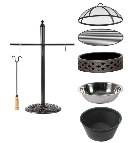 AFD Home Outdoor Fire Pit Table Brentwood Outdoor Aluminum Fire Pit Table With Accessories