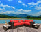 AFD Home Outdoor Sectional Panorama Red 4 piece Sectional (KIT)