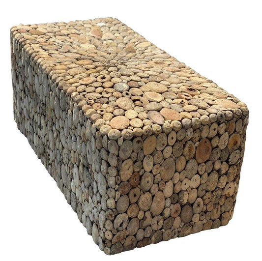 AFD Home Sales Inventory Oyster Cross Cut Random Wood Solid Bench Table 41" Wide