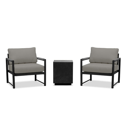 Harmonia Living - Alto 3 Piece Chat Set - Black/Carbon | ALTO-BK-CO-SET104-CC