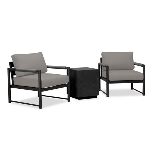 Harmonia Living - Alto 3 Piece Chat Set - Black/Carbon | ALTO-BK-CO-SET104-CC