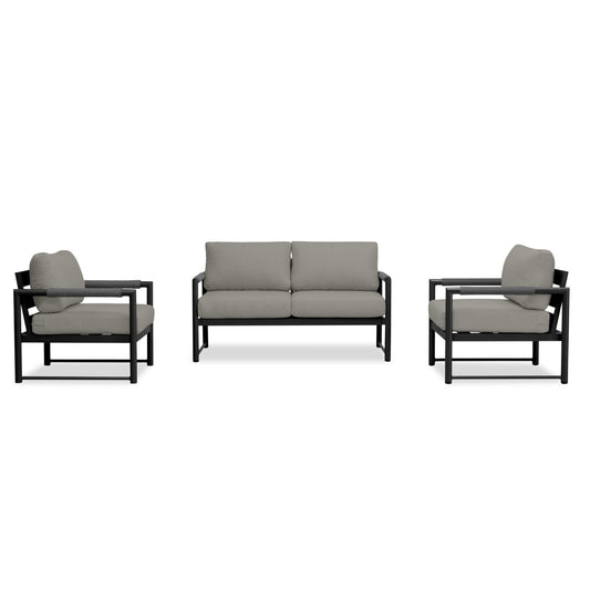 Harmonia Living - Alto 3 Piece Loveseat Set - Black/Carbon | ALTO-BK-CO-SET120-CC