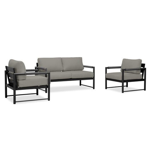 Harmonia Living - Alto 3 Piece Loveseat Set - Black/Carbon | ALTO-BK-CO-SET120-CC
