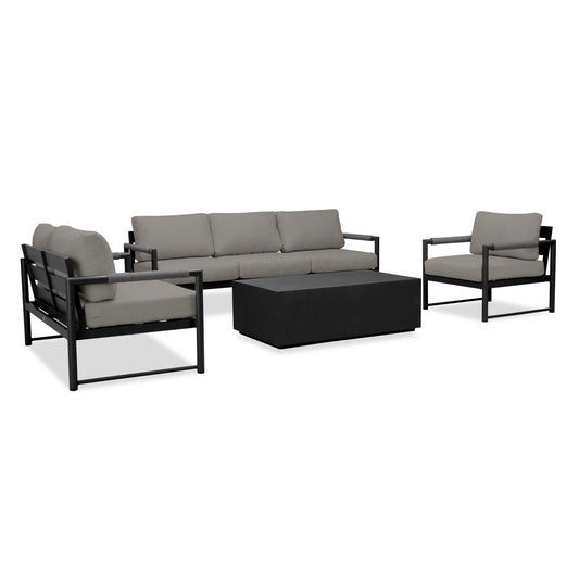 Harmonia Living - Alto 4 Piece Sofa Loveseat Set - Black/Carbon | ALTO-BK-CO-SET137-CC