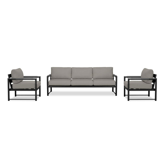 Harmonia Living - Alto 3 Piece Sofa Club Chair Set - Black/Carbon | ALTO-BK-CO-SET141-CC