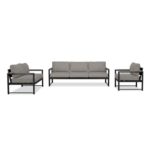 Harmonia Living - Alto 3 Piece Sofa Loveseat Set - Black/Carbon | ALTO-BK-CO-SET143-CC