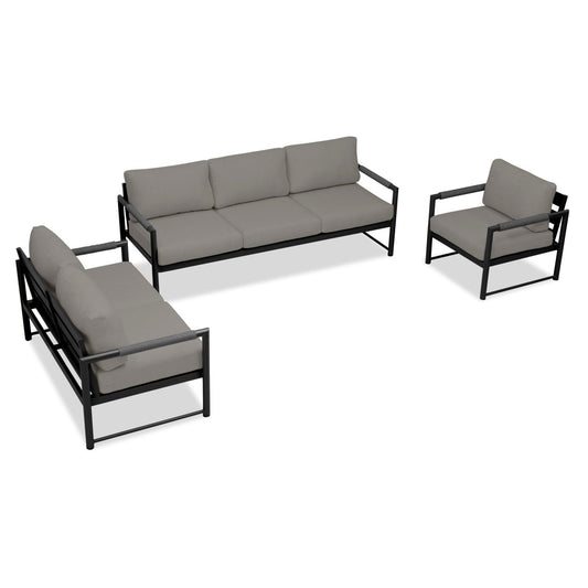 Harmonia Living - Alto 3 Piece Sofa Loveseat Set - Black/Carbon | ALTO-BK-CO-SET143-CC