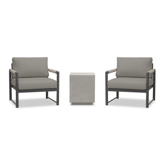 Harmonia Living - Alto 3 Piece Chat Set - Slate/Pebble Gray | ALTO-SL-PG-SET104-CC
