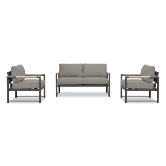 Harmonia Living - Alto 3 Piece Loveseat Set - Slate/Pebble Gray | ALTO-SL-PG-SET120-CC
