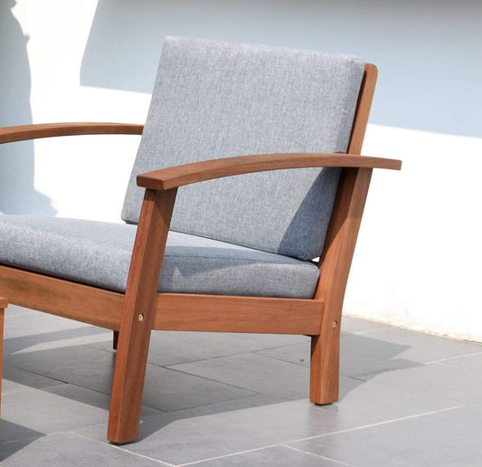 Amazonia Conversation Set Amazonia Prescott Patio 8-Piece Deluxe Conversation Set | Durable Eucalyptus with Teak Finish | Ideal for Indoors and Outdoors | Comfortable with Grey Cushions