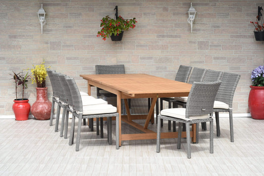 Amazonia Outdoor Teak Dining Set Amazonia 11 Piece Extendable Rectangular Dining Set LEYLOT_10LIBERSIDE GROW