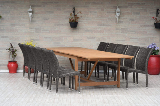 Amazonia Outdoor Teak Dining Set Amazonia 11 Piece Extendable Rectangular Dining Set SC LEYLOT_10BARI