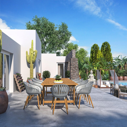 Amazonia Outdoor Teak Dining Set Amazonia 11-Piece Rectangular Patio Dining Set | Teak Finish | Ideal for Outdoors and Indoors