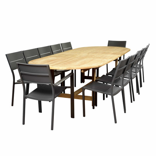 Amazonia Outdoor Teak Dining Set Amazonia 13 Piece Teak Double Extendable Rectangular Patio Dining Set