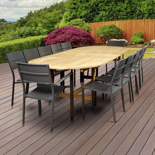 Amazonia Outdoor Teak Dining Set Amazonia 13 Piece Teak Double Extendable Rectangular Patio Dining Set