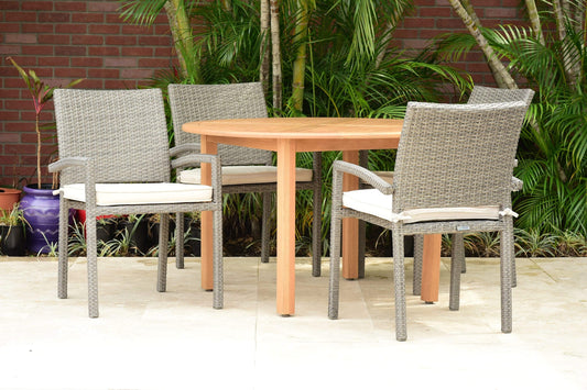Amazonia Outdoor Teak Dining Set Amazonia 5 piece Teak Finish Patio Dining Set OLDBULOT_4LIBARMGROW