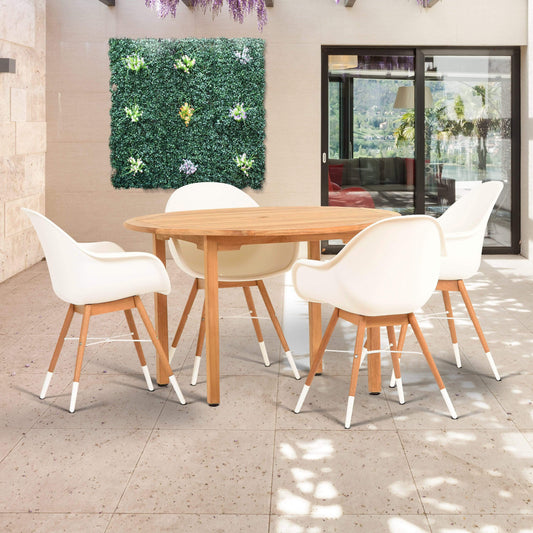 Amazonia Outdoor Teak Dining Set Amazonia 5 Piece Teak Round Patio Dining Set MALRND_4CHAMW_L