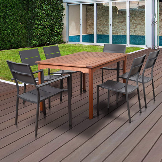 Amazonia Outdoor Teak Dining Set Amazonia 7 Piece Rectangular Patio Dining Set