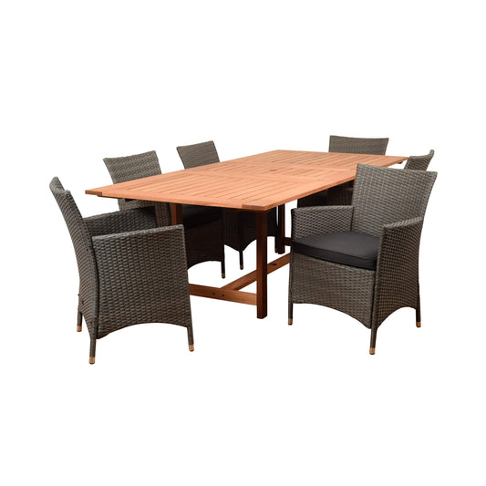 Amazonia Outdoor Teak Dining Set AmazoniA 7 Piece Rectangular Patio Dining Set BT542_6LIBKD_GR