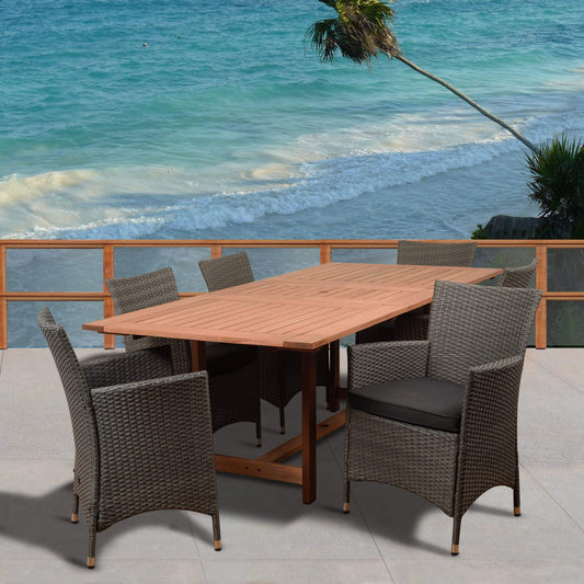 Amazonia Outdoor Teak Dining Set AmazoniA 7 Piece Rectangular Patio Dining Set BT542_6LIBKD_GR