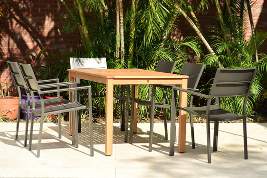 Amazonia Outdoor Teak Dining Set Amazonia 7 piece Teak Finish Patio Dining Set ORLRECLOT_6CALIARM