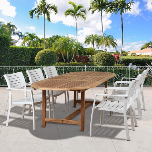 Amazonia Outdoor Teak Dining Set Amazonia 7 Piece Teak Oval Patio Dining Set