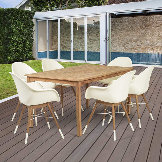 Amazonia Outdoor Teak Dining Set Amazonia 7 Piece Teak Rectangular Patio Dining Set MALREC_6CHAMW_L