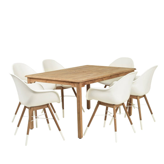 Amazonia Outdoor Teak Dining Set Amazonia 7 Piece Teak Rectangular Patio Dining Set MALREC_6CHAMW_L