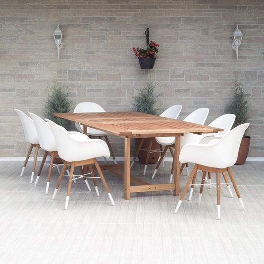 Amazonia Outdoor Teak Dining Set Amazonia 9 Piece Rectangular Patio Dining Set BT542_8CHAMWHT