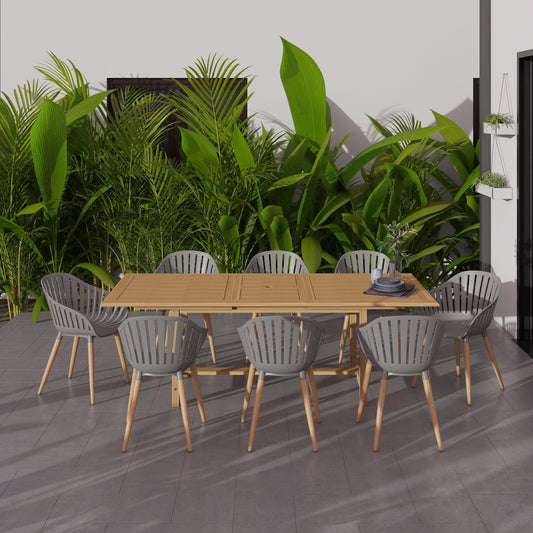 Amazonia Outdoor Teak Dining Set Amazonia 9-Piece Rectangular Patio Dining Set | Certified Teak | Ideal for Outdoors and Indoors