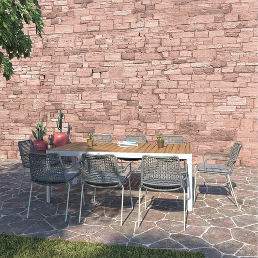 Amazonia Outdoor Teak Dining Set Amazonia 9-Piece Rectangular Patio Dining Set | Ideal for Outdoors and Indoors